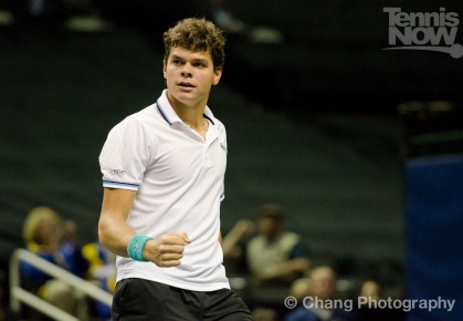 Canada's Milos Raonic pumps his fist during the 2011 SAP Open.