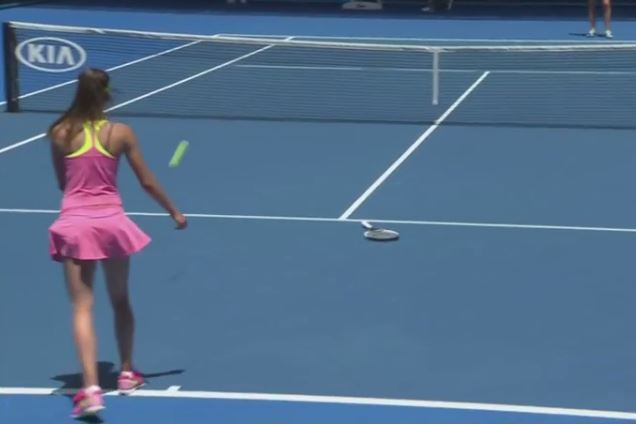 Video: Oceane Dodin Loses Racquet While Serving, Gets Broken 