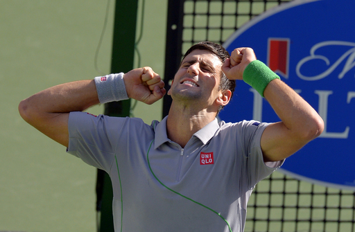 Djokovic Celebrates Indian Wells Semis 2014