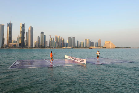federer nadal qatar water tennis