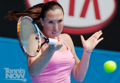 Serbia's Jelena Jankovic hits a forehand at the 2011 Australian Open. 