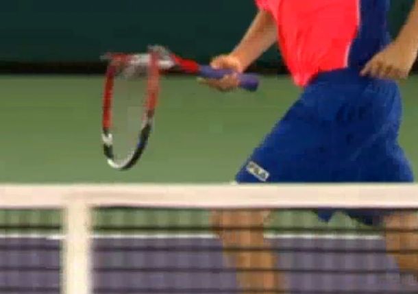 Ernests Gulbis' smashed racquet