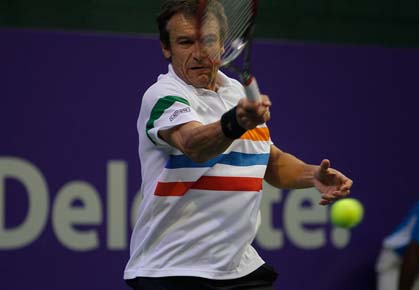 Mats Wilander plays in the Grand Champions Rio event in Brazil