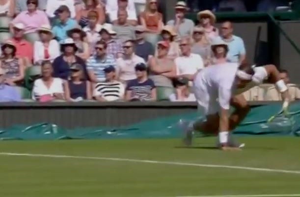 Video: Nadal Wins Two Amazing Points after Falling Down  