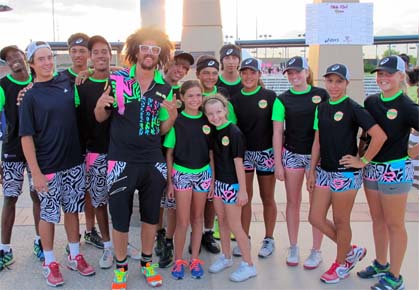 The Party Rock Open ballkids pose with sponsor Redfoo