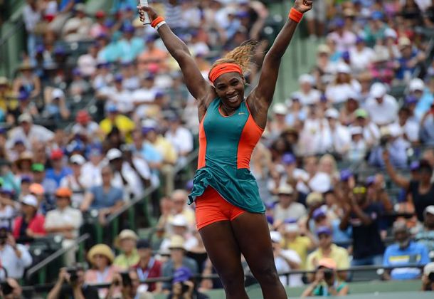 Serena Williams jumps for joy