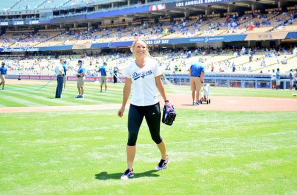 Wozniacki Throws Perfect Strike at Dodger Game 