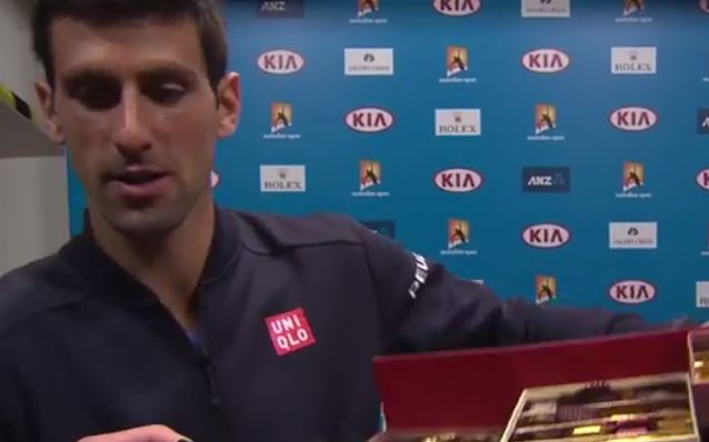 Video: Djokovic Hands out Chocolates to Media in Australia 
