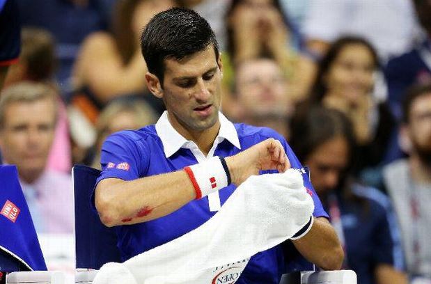 Video: Djokovic Takes a Bloody Fall 