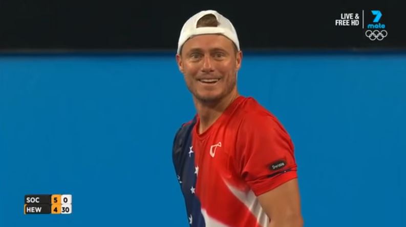 Watch: Sporting Sock Does Lleyton Hewitt a Solid at Hopman Cup  