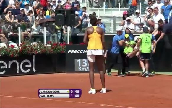 Video: Ballkid Does Face Plant in Rome as Venus Williams Looks on  