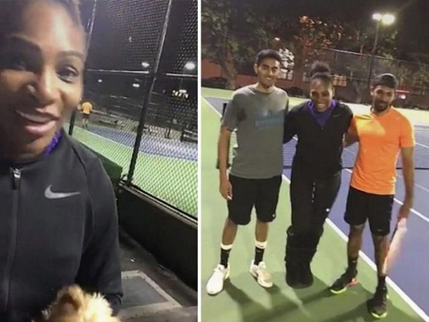 Serena Crashes Public Park Match