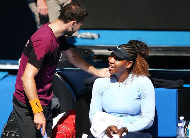 Watch: Serena Hits With Dimitrov 